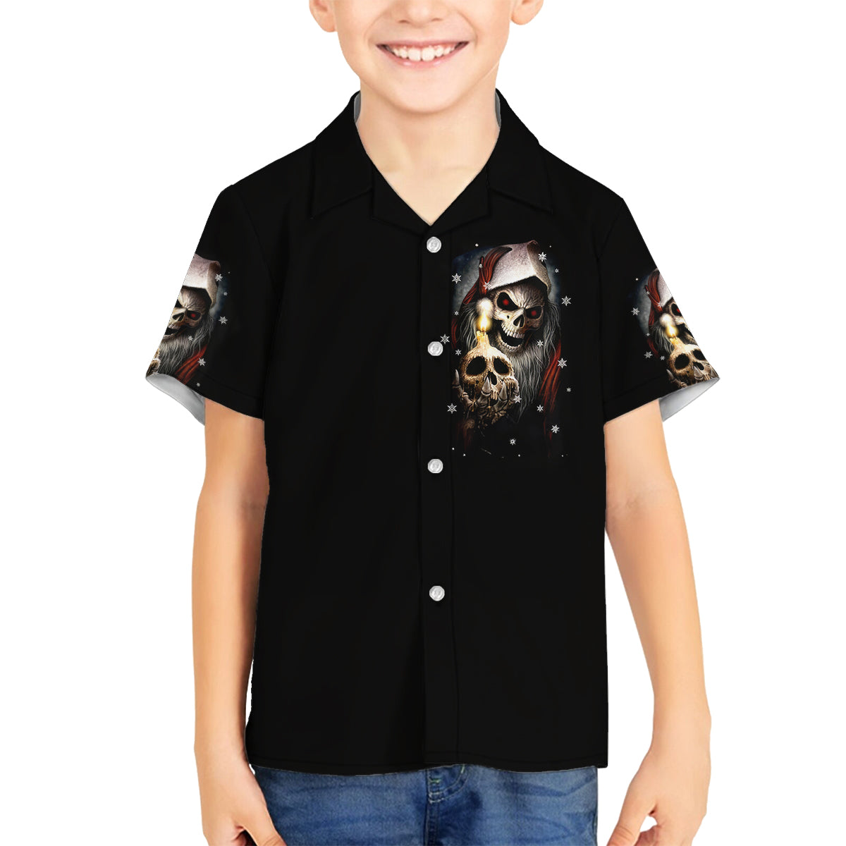 Skeleton Santa Claus Family Matching Off Shoulder Short Dress and Hawaiian Shirt Sorry Santa Naughty Just Feels So Nice - Wonder Print Shop