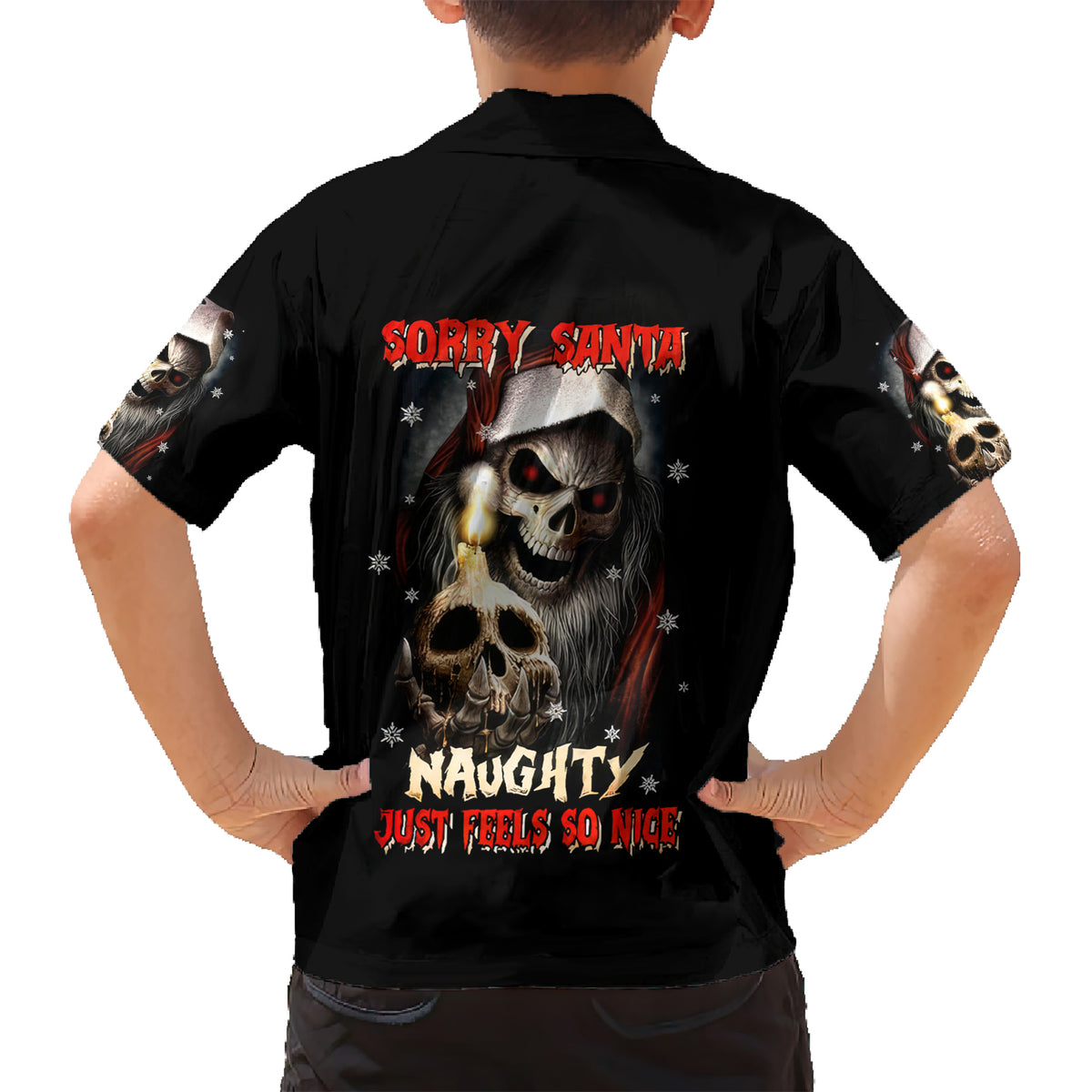 Skeleton Santa Claus Kid Hawaiian Shirt Sorry Santa Naughty Just Feels So Nice - Wonder Print Shop