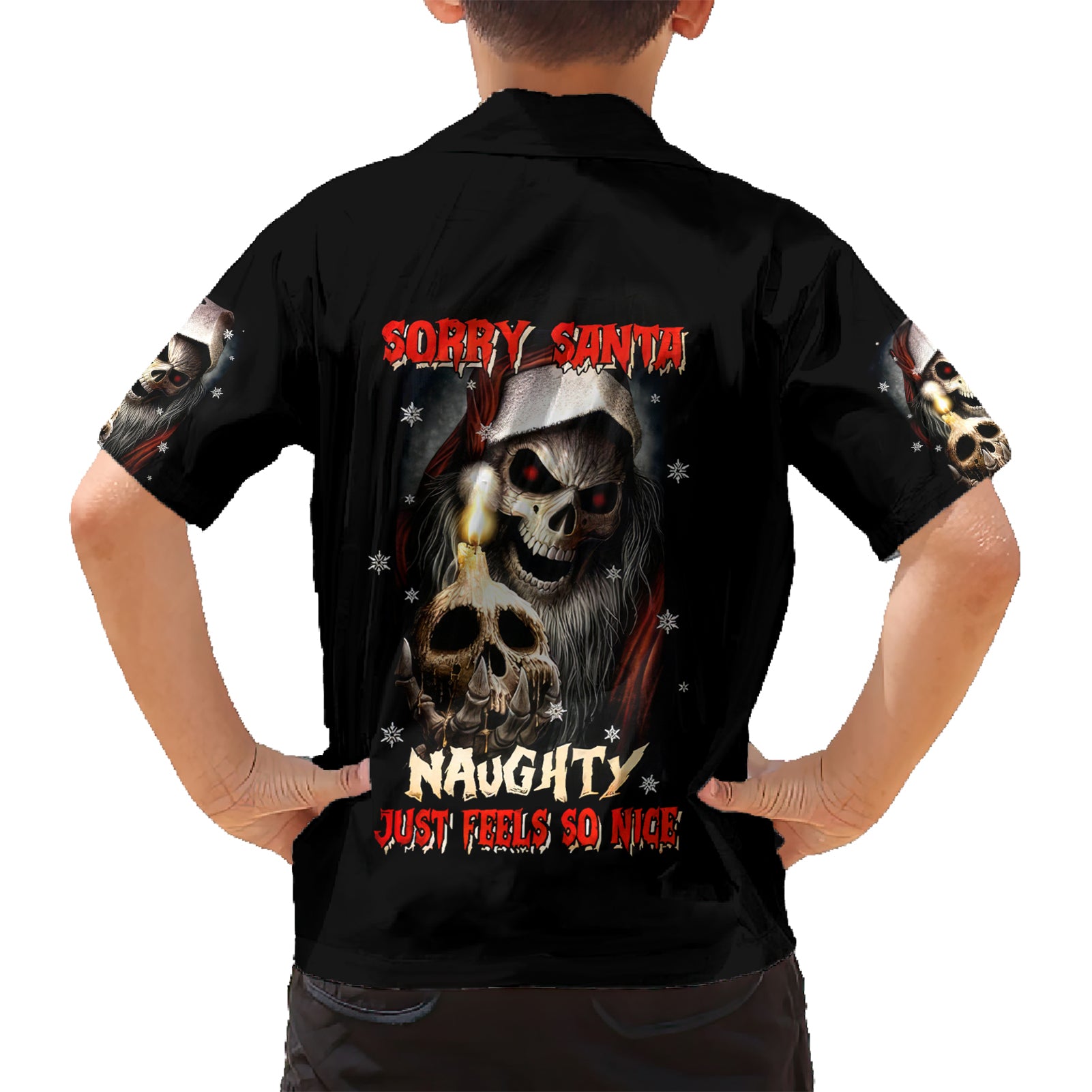 Skeleton Santa Claus Kid Hawaiian Shirt Sorry Santa Naughty Just Feels So Nice - Wonder Print Shop