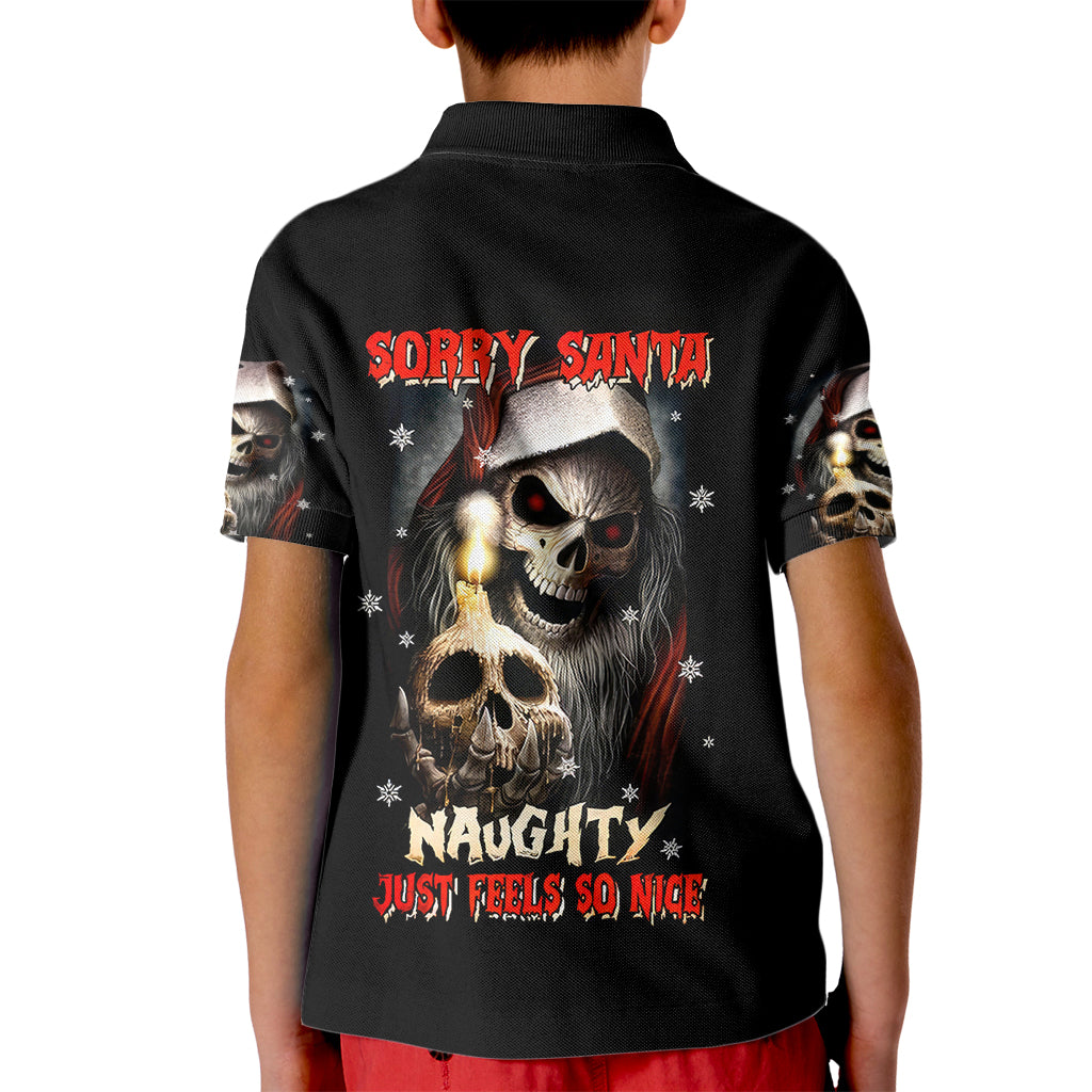Skeleton Santa Claus Kid Polo Shirt Sorry Santa Naughty Just Feels So Nice - Wonder Print Shop
