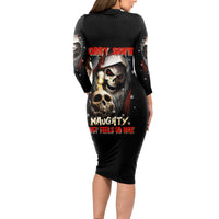 Skeleton Santa Claus Long Sleeve Bodycon Dress Sorry Santa Naughty Just Feels So Nice - Wonder Print Shop