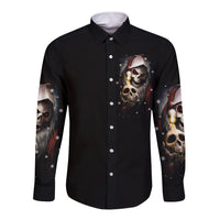 Skeleton Santa Claus Long Sleeve Button Shirt Sorry Santa Naughty Just Feels So Nice - Wonder Print Shop