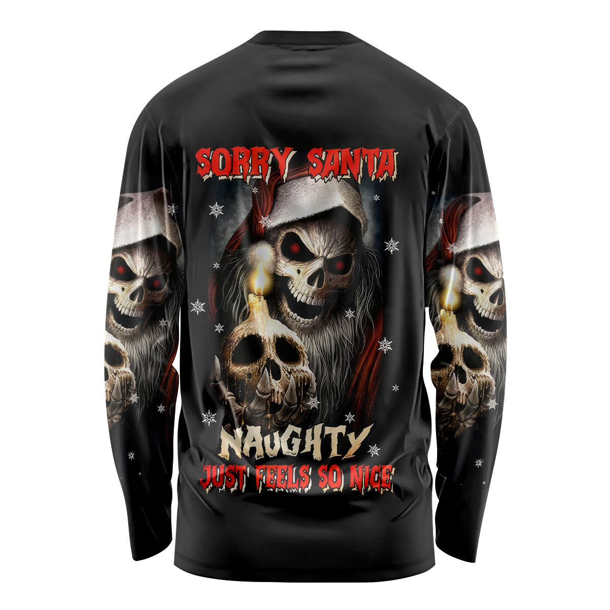 Skeleton Santa Claus Long Sleeve Shirt Sorry Santa Naughty Just Feels So Nice - Wonder Print Shop