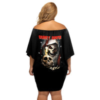 Skeleton Santa Claus Off Shoulder Short Dress Sorry Santa Naughty Just Feels So Nice - Wonder Print Shop