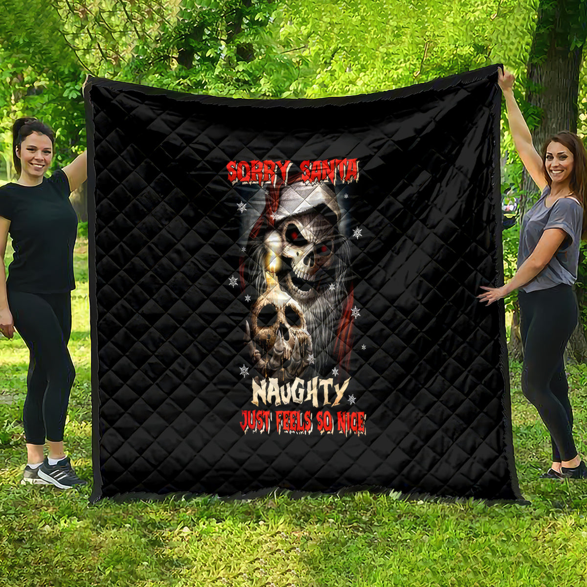 Skeleton Santa Claus Quilt Sorry Santa Naughty Just Feels So Nice - Wonder Print Shop