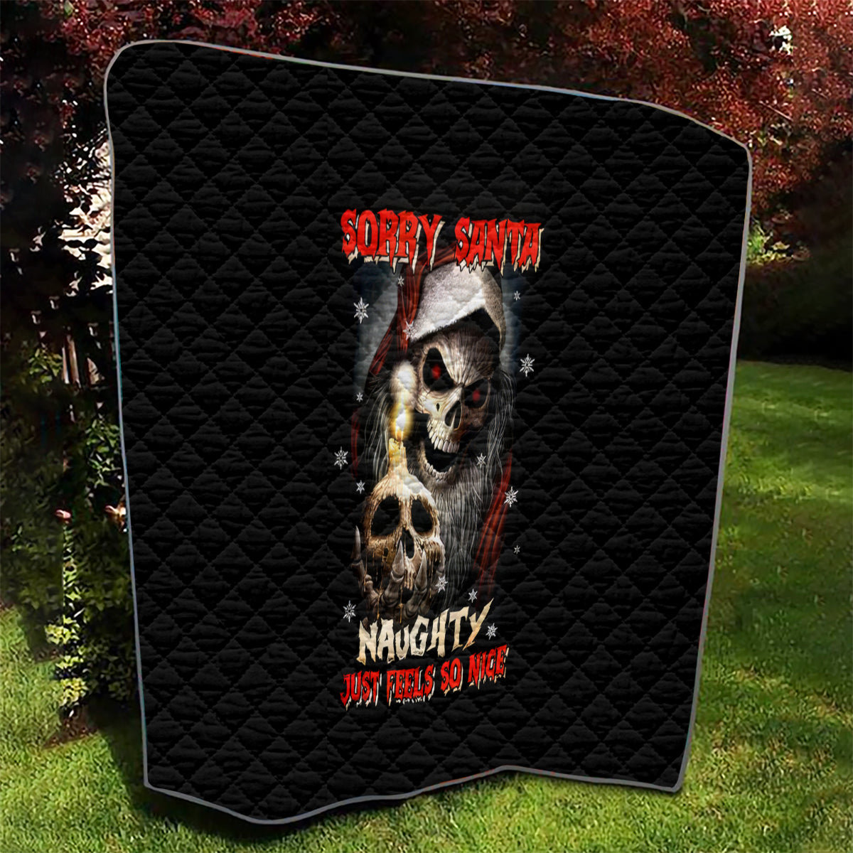 Skeleton Santa Claus Quilt Sorry Santa Naughty Just Feels So Nice - Wonder Print Shop