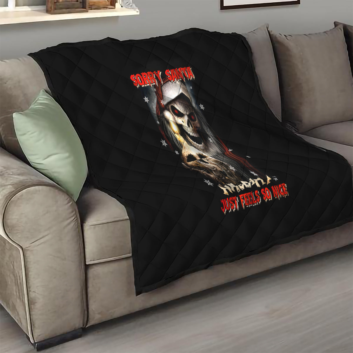 Skeleton Santa Claus Quilt Sorry Santa Naughty Just Feels So Nice - Wonder Print Shop