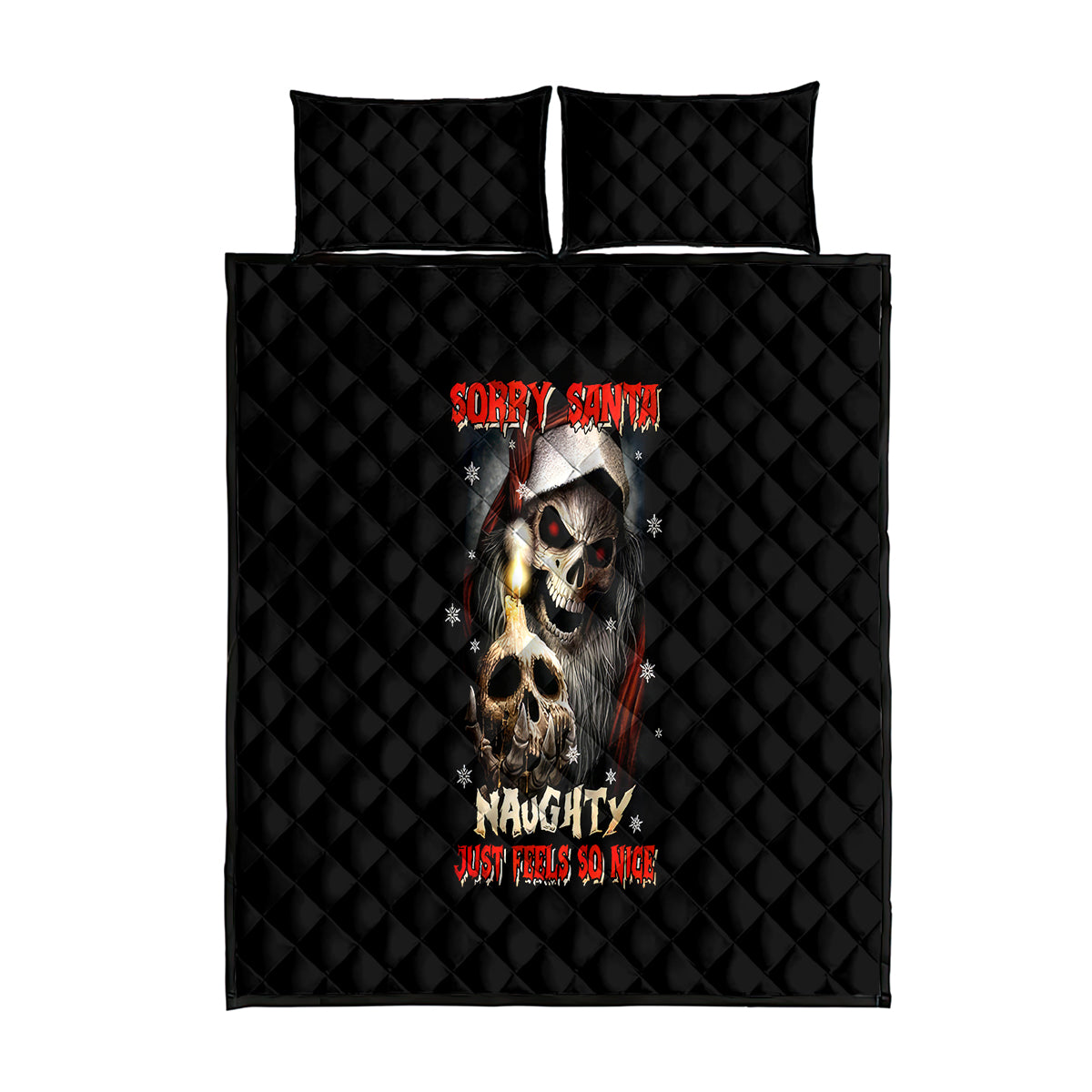 Skeleton Santa Claus Quilt Bed Set Sorry Santa Naughty Just Feels So Nice - Wonder Print Shop