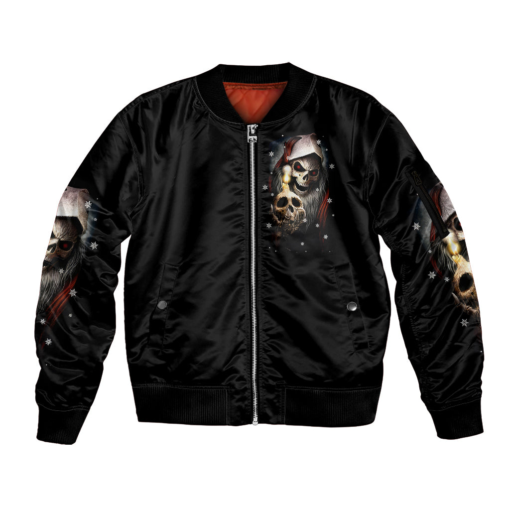 Skeleton Santa Claus Sleeve Zip Bomber Jacket Sorry Santa Naughty Just Feels So Nice - Wonder Print Shop