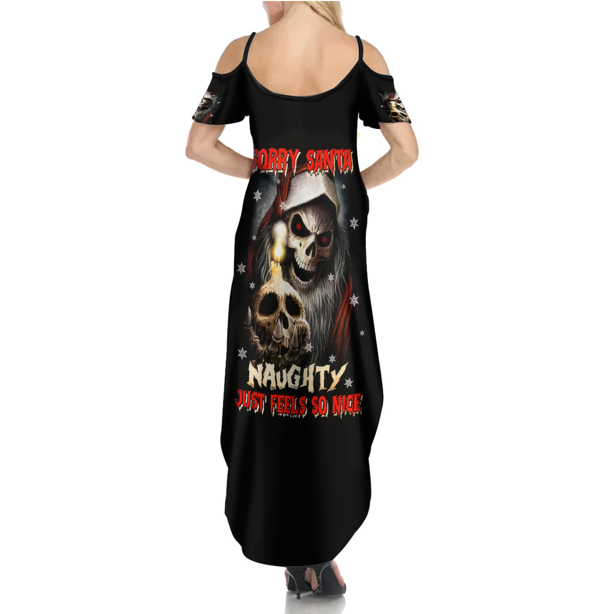 Skeleton Santa Claus Summer Maxi Dress Sorry Santa Naughty Just Feels So Nice - Wonder Print Shop
