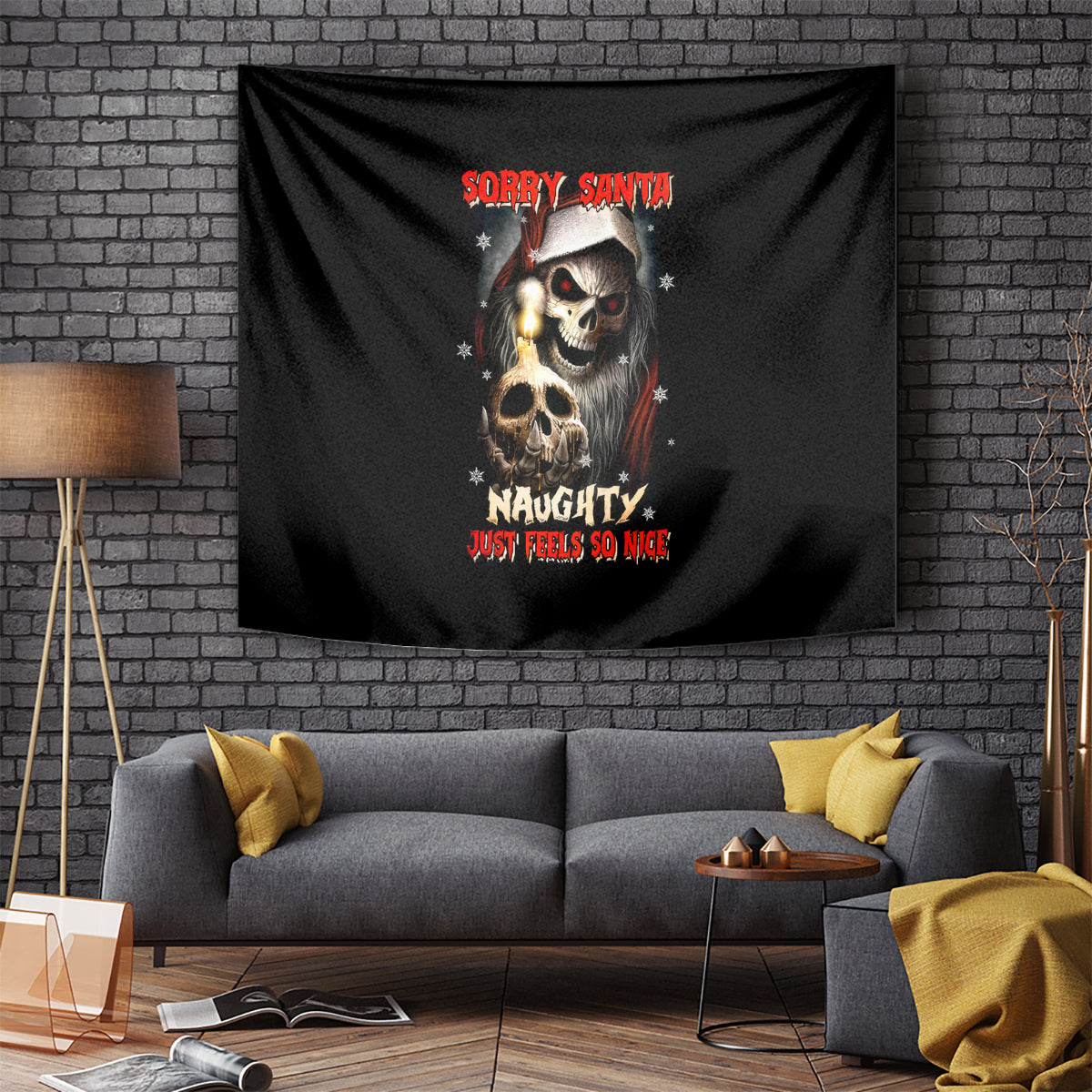 Skeleton Santa Claus Tapestry Sorry Santa Naughty Just Feels So Nice - Wonder Print Shop