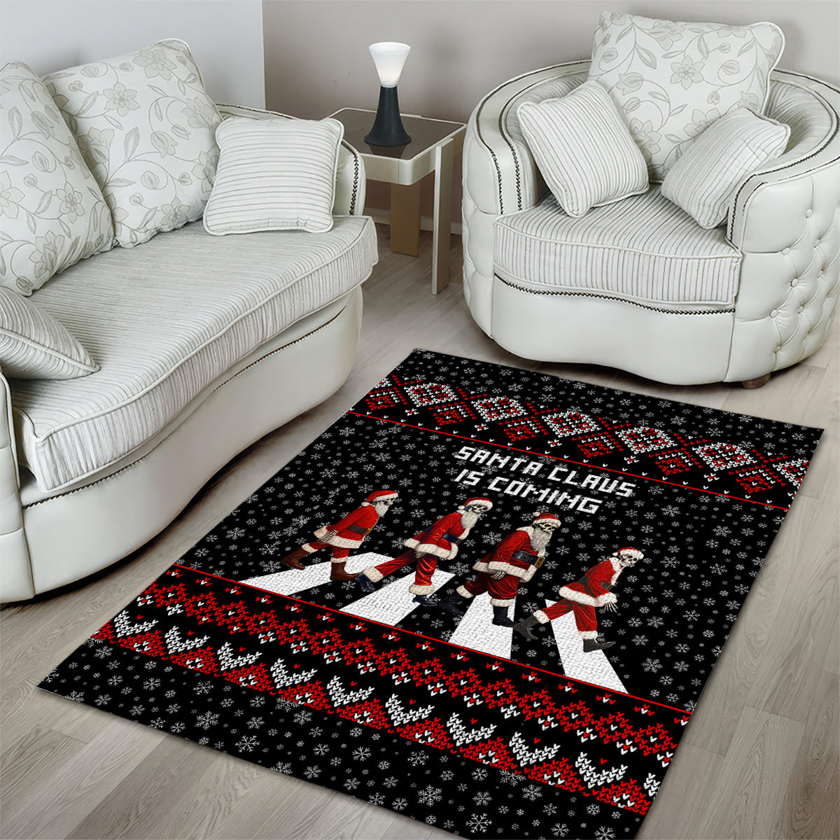 Skeleton Santa Claus Area Rug Santa Claus Is Coming Cross Street - Wonder Print Shop