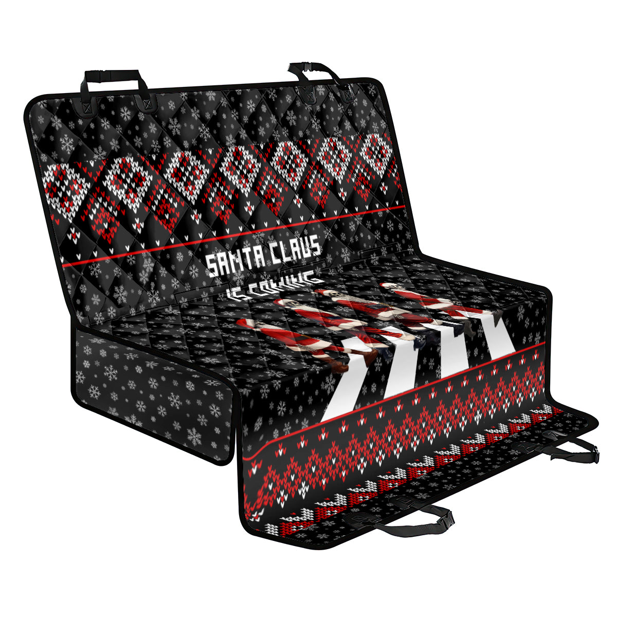 Skeleton Santa Claus Back Car Seat Cover Santa Claus Is Coming Cross Street - Wonder Print Shop