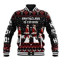 Skeleton Santa Claus Baseball Jacket Santa Claus Is Coming Cross Street - Wonder Print Shop