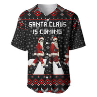Skeleton Santa Claus Baseball Jersey Santa Claus Is Coming Cross Street - Wonder Print Shop
