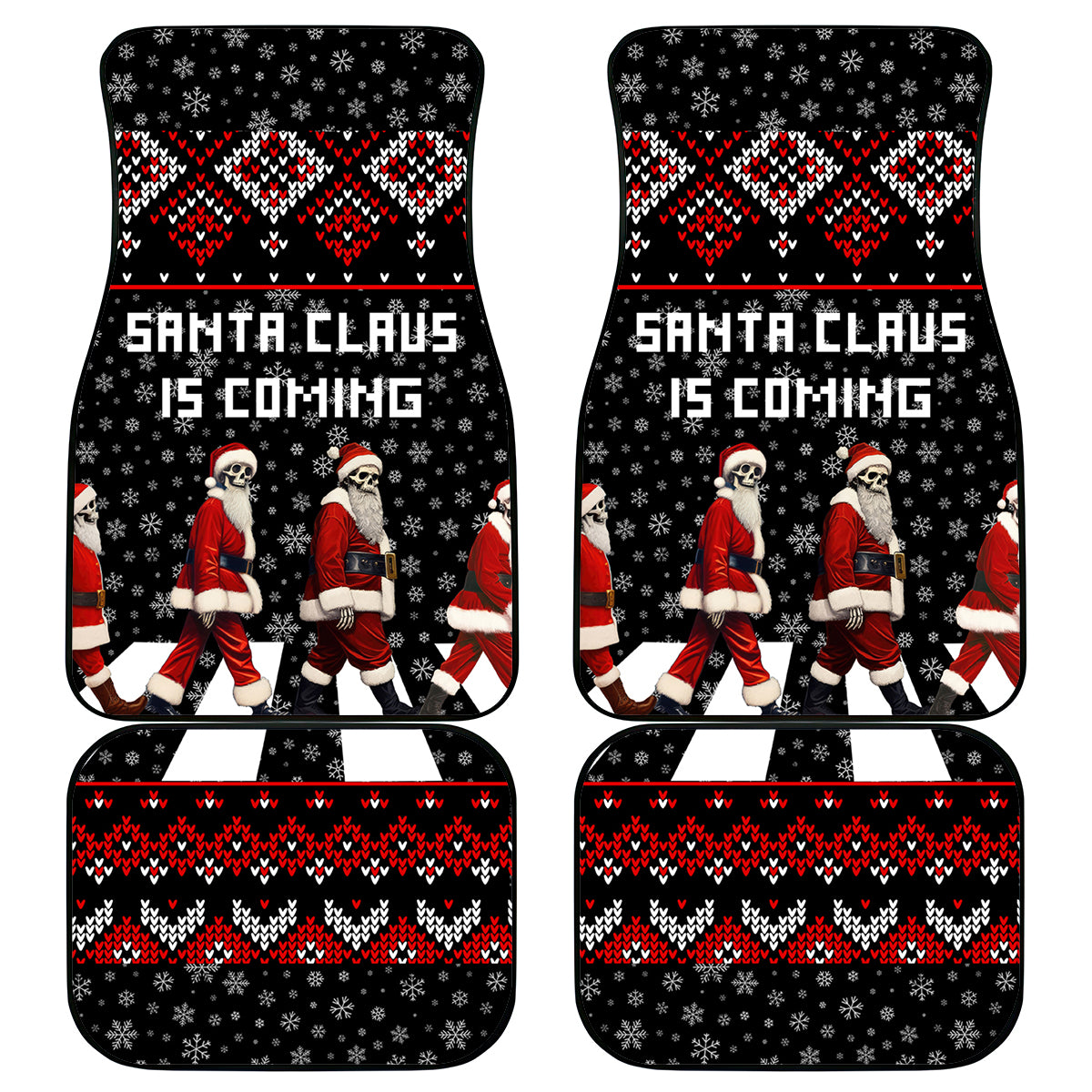 Skeleton Santa Claus Car Mats Santa Claus Is Coming Cross Street - Wonder Print Shop