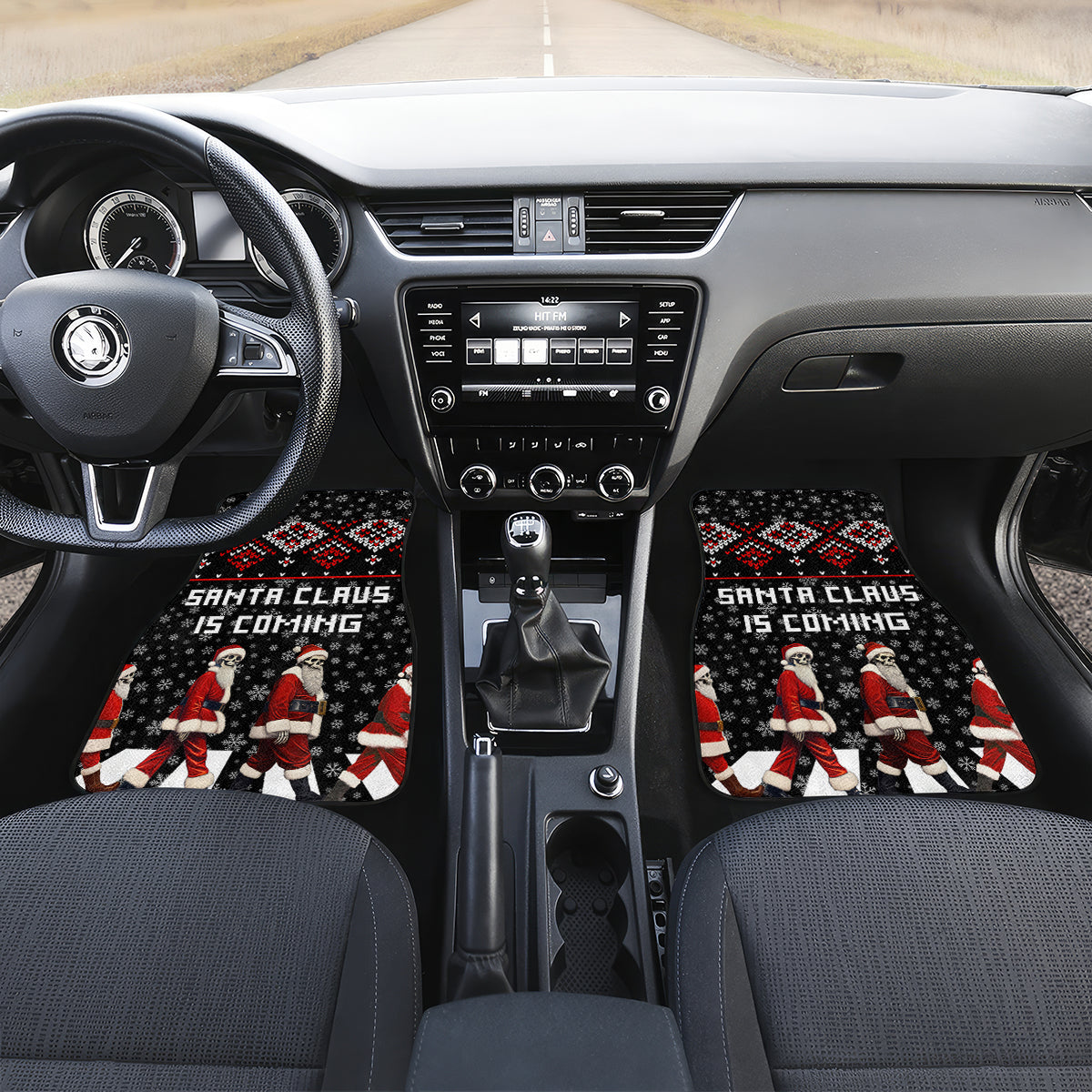 Skeleton Santa Claus Car Mats Santa Claus Is Coming Cross Street - Wonder Print Shop