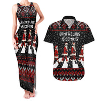 Skeleton Santa Claus Couples Matching Tank Maxi Dress and Hawaiian Shirt Santa Claus Is Coming Cross Street - Wonder Print Shop