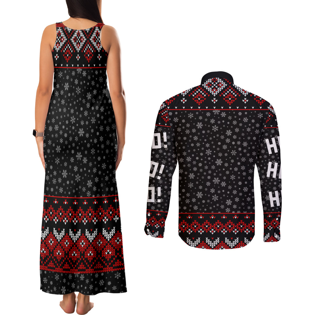 Skeleton Santa Claus Couples Matching Tank Maxi Dress and Long Sleeve Button Shirt Santa Claus Is Coming Cross Street - Wonder Print Shop