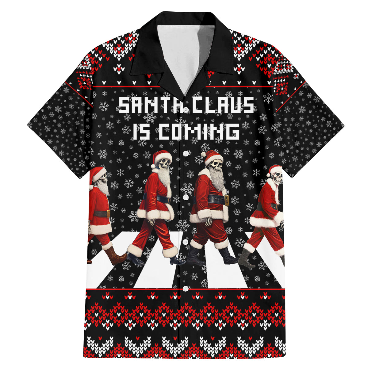 Skeleton Santa Claus Family Matching Mermaid Dress and Hawaiian Shirt Santa Claus Is Coming Cross Street - Wonder Print Shop