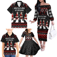 Skeleton Santa Claus Family Matching Off Shoulder Long Sleeve Dress and Hawaiian Shirt Santa Claus Is Coming Cross Street - Wonder Print Shop