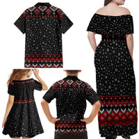 Skeleton Santa Claus Family Matching Off Shoulder Maxi Dress and Hawaiian Shirt Santa Claus Is Coming Cross Street - Wonder Print Shop