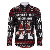 Skeleton Santa Claus Family Matching Puletasi Dress and Hawaiian Shirt Santa Claus Is Coming Cross Street - Wonder Print Shop