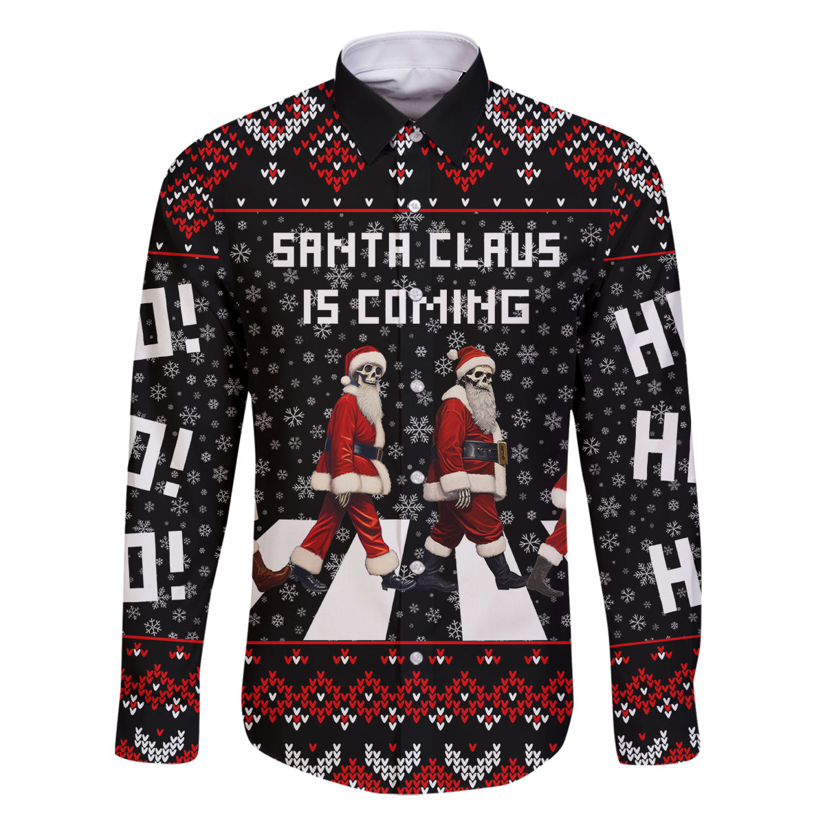 Skeleton Santa Claus Family Matching Tank Maxi Dress and Hawaiian Shirt Santa Claus Is Coming Cross Street - Wonder Print Shop