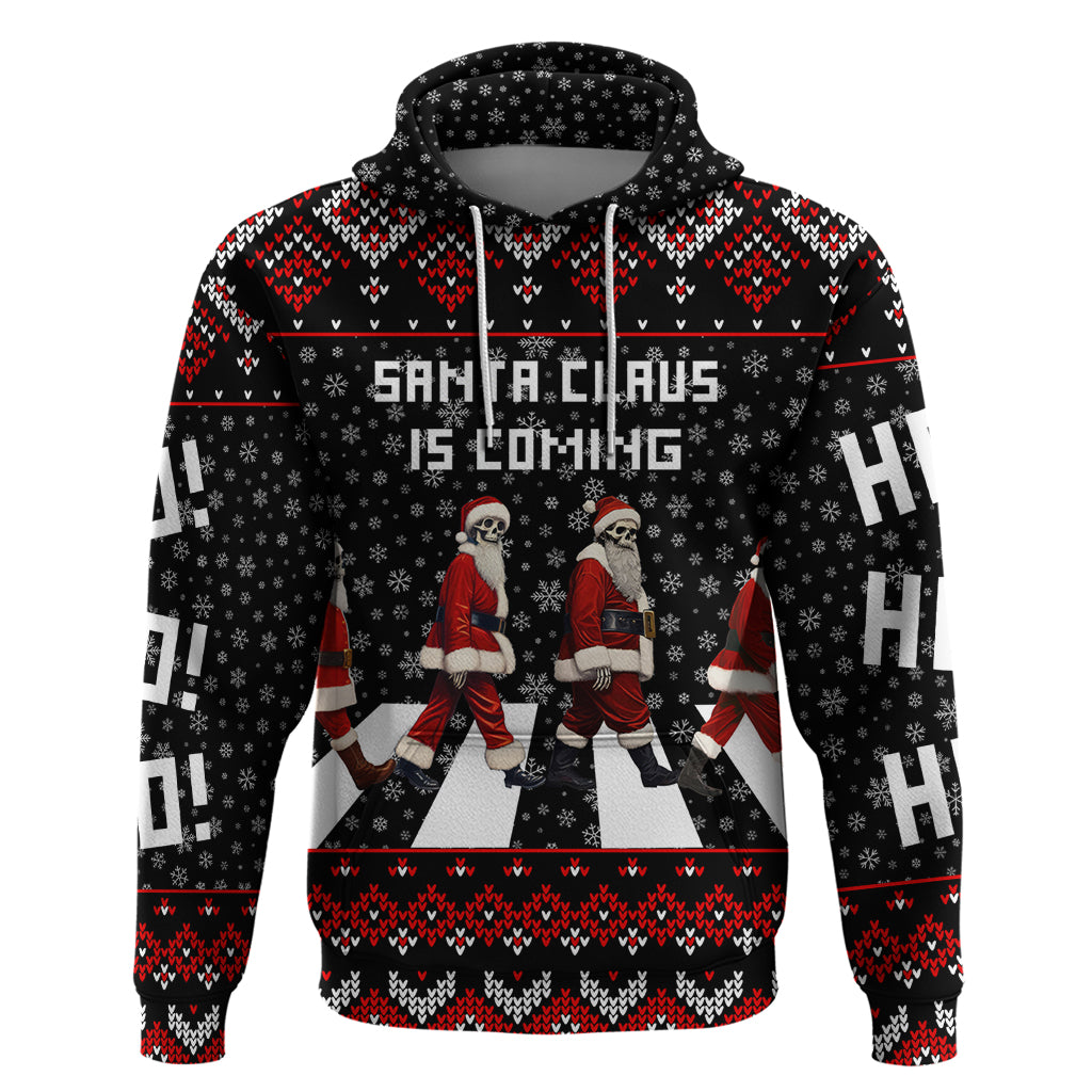 Skeleton Santa Claus Hoodie Santa Claus Is Coming Cross Street - Wonder Print Shop