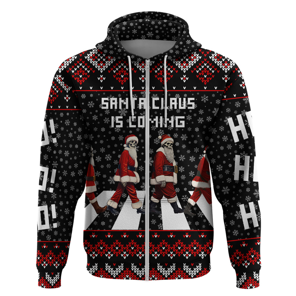 Skeleton Santa Claus Hoodie Santa Claus Is Coming Cross Street - Wonder Print Shop