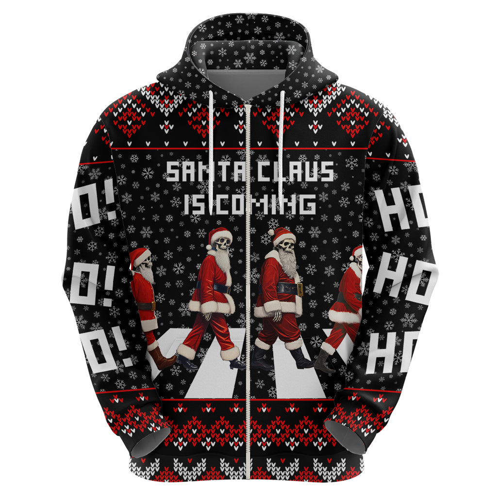 Skeleton Santa Claus Hoodie Santa Claus Is Coming Cross Street - Wonder Print Shop