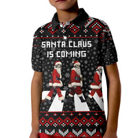 Skeleton Santa Claus Kid Polo Shirt Santa Claus Is Coming Cross Street - Wonder Print Shop