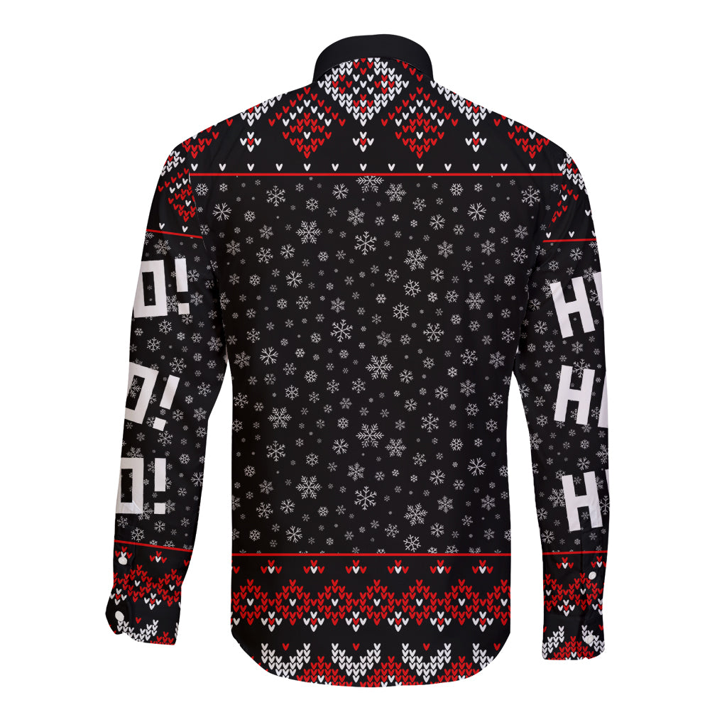 Skeleton Santa Claus Long Sleeve Button Shirt Santa Claus Is Coming Cross Street - Wonder Print Shop