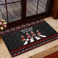 Skeleton Santa Claus Rubber Doormat Santa Claus Is Coming Cross Street - Wonder Print Shop