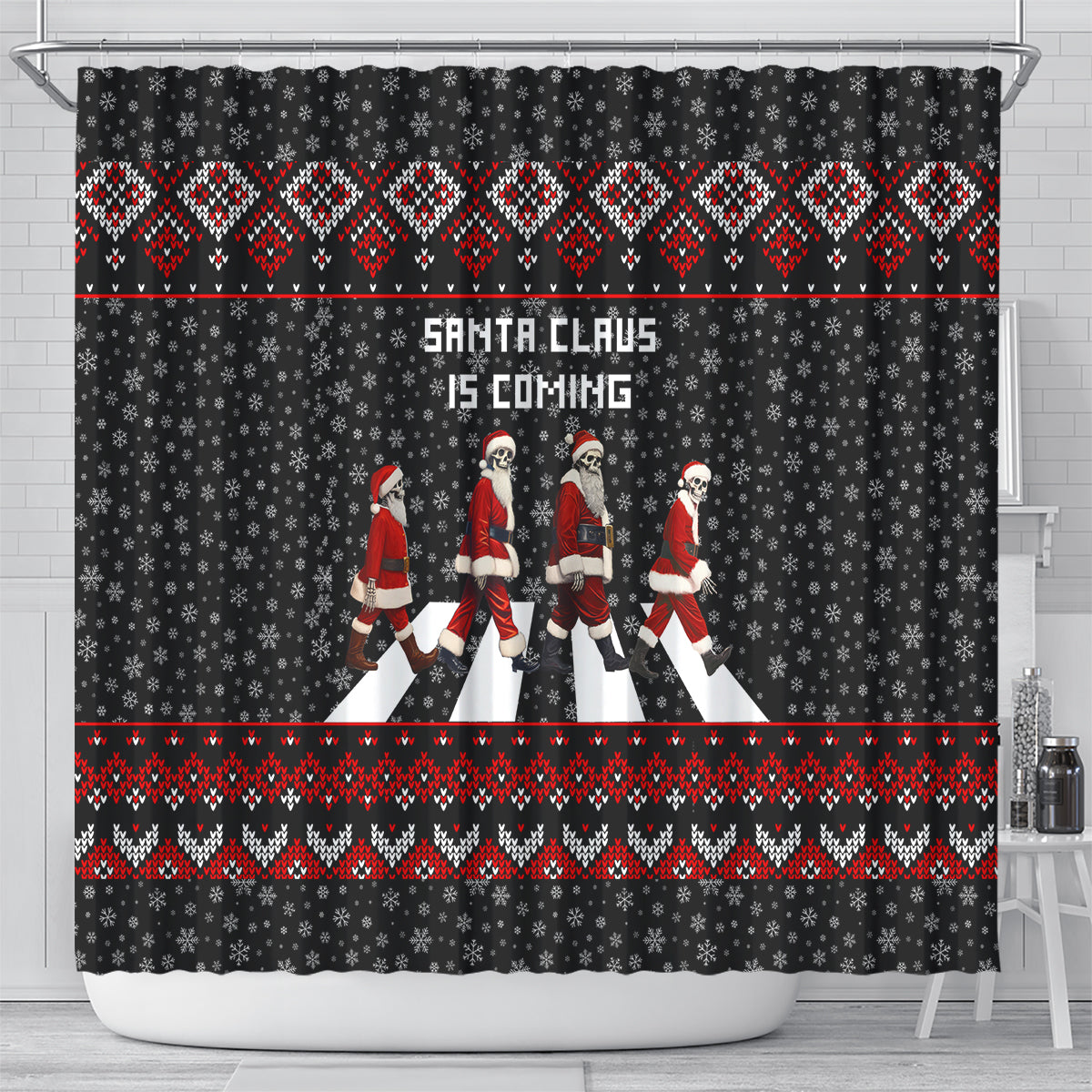 skeleton-santa-claus-shower-curtain-santa-claus-is-coming-cross-street