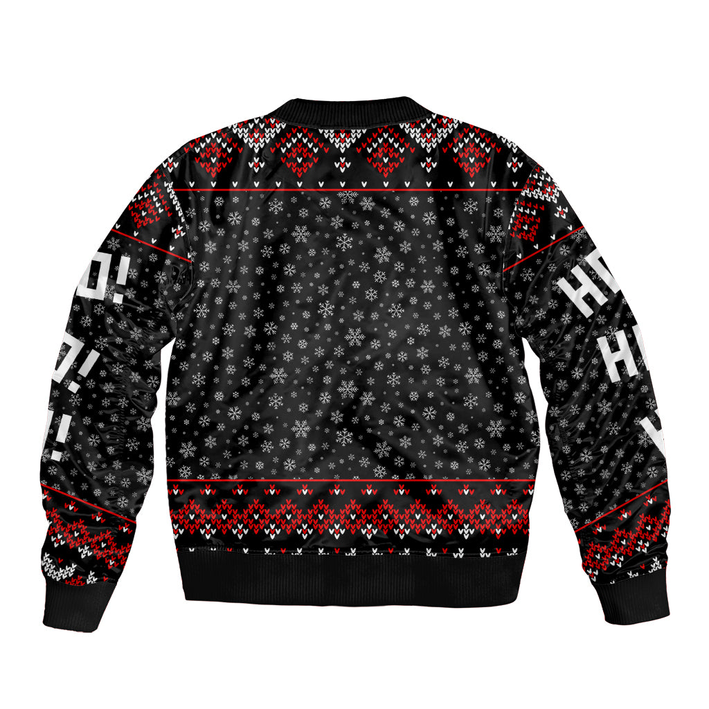 Skeleton Santa Claus Sleeve Zip Bomber Jacket Santa Claus Is Coming Cross Street - Wonder Print Shop
