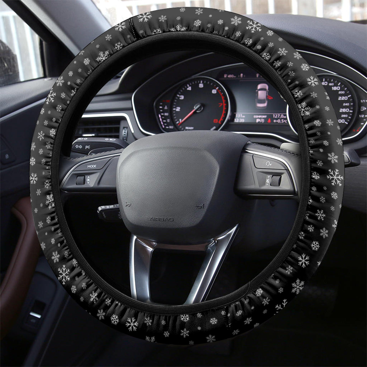 Skeleton Santa Claus Steering Wheel Cover Santa Claus Is Coming Cross Street - Wonder Print Shop