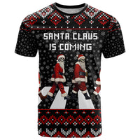 Skeleton Santa Claus T Shirt Santa Claus Is Coming Cross Street - Wonder Print Shop