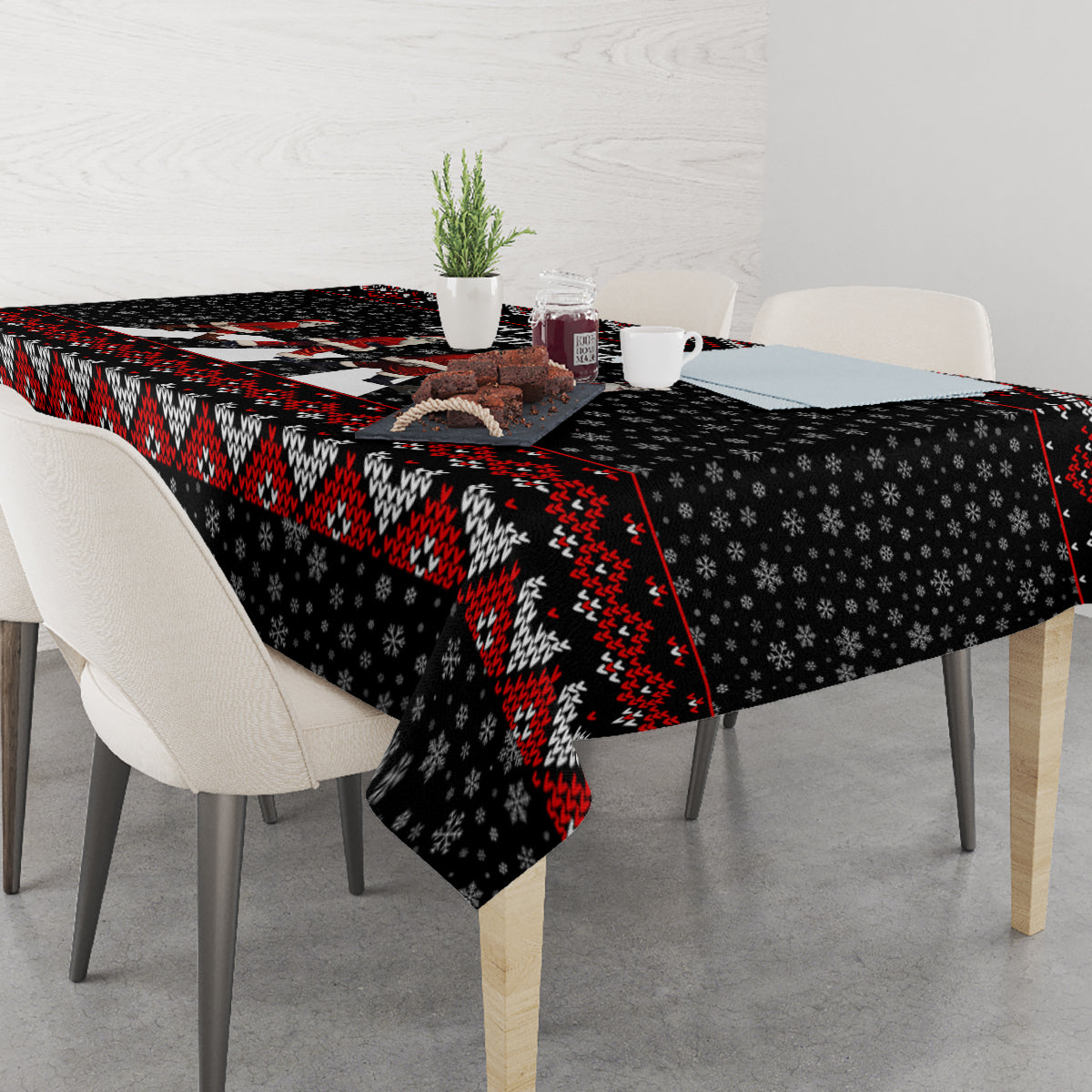 Skeleton Santa Claus Tablecloth Santa Claus Is Coming Cross Street - Wonder Print Shop