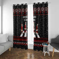 Skeleton Santa Claus Window Curtain Santa Claus Is Coming Cross Street - Wonder Print Shop