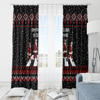Skeleton Santa Claus Window Curtain Santa Claus Is Coming Cross Street - Wonder Print Shop