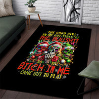 Sugar Skull Santa Area Rug The Good Girl In Me Got Tired So Bitch In Me Came Out - Wonder Print Shop