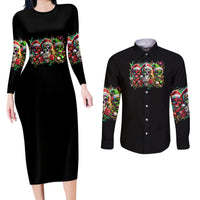 Sugar Skull Santa Couples Matching Long Sleeve Bodycon Dress and Long Sleeve Button Shirt The Good Girl In Me Got Tired So Bitch In Me Came Out - Wonder Print Shop