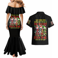 Sugar Skull Santa Couples Matching Mermaid Dress and Hawaiian Shirt The Good Girl In Me Got Tired So Bitch In Me Came Out - Wonder Print Shop