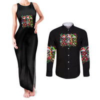 Sugar Skull Santa Couples Matching Tank Maxi Dress and Long Sleeve Button Shirt The Good Girl In Me Got Tired So Bitch In Me Came Out - Wonder Print Shop