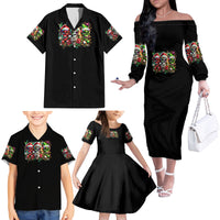 Sugar Skull Santa Family Matching Off Shoulder Long Sleeve Dress and Hawaiian Shirt The Good Girl In Me Got Tired So Bitch In Me Came Out - Wonder Print Shop