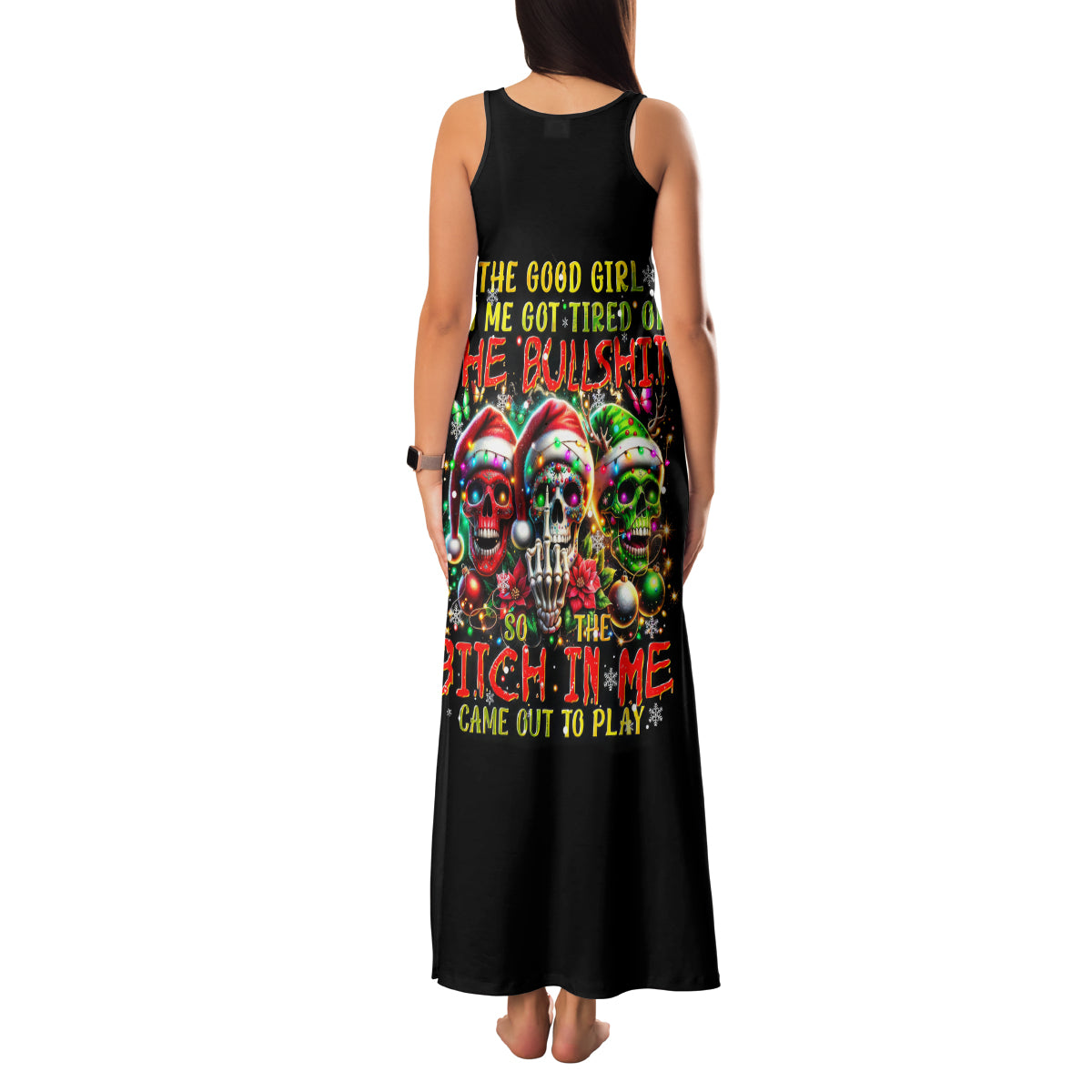 Sugar Skull Santa Family Matching Tank Maxi Dress and Hawaiian Shirt The Good Girl In Me Got Tired So Bitch In Me Came Out - Wonder Print Shop