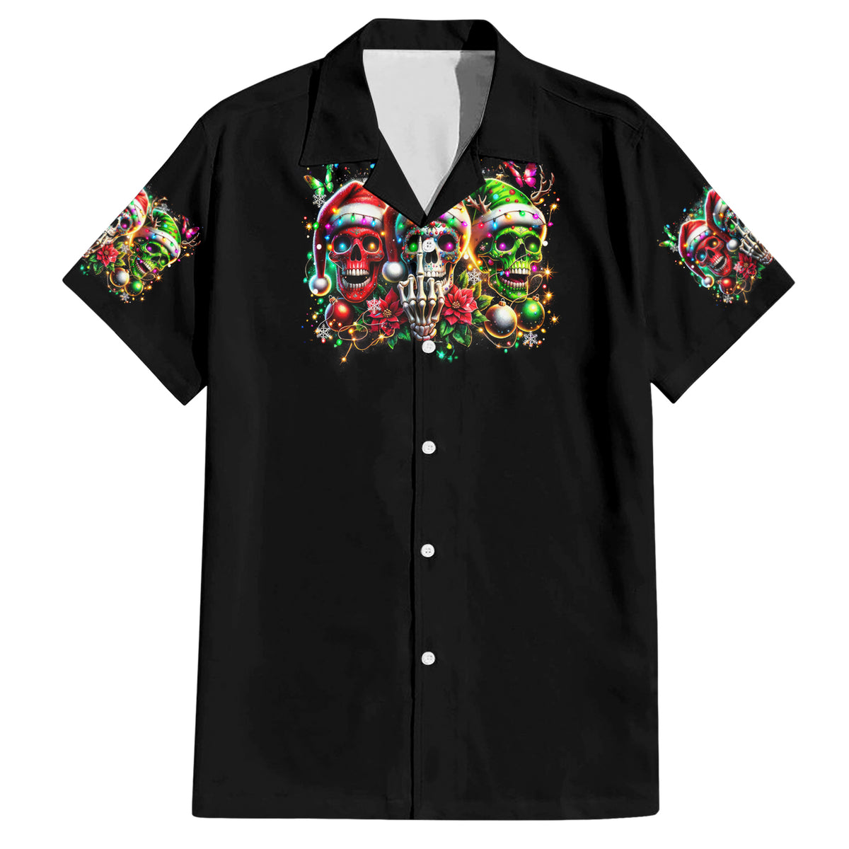 Sugar Skull Santa Hawaiian Shirt The Good Girl In Me Got Tired So Bitch In Me Came Out - Wonder Print Shop