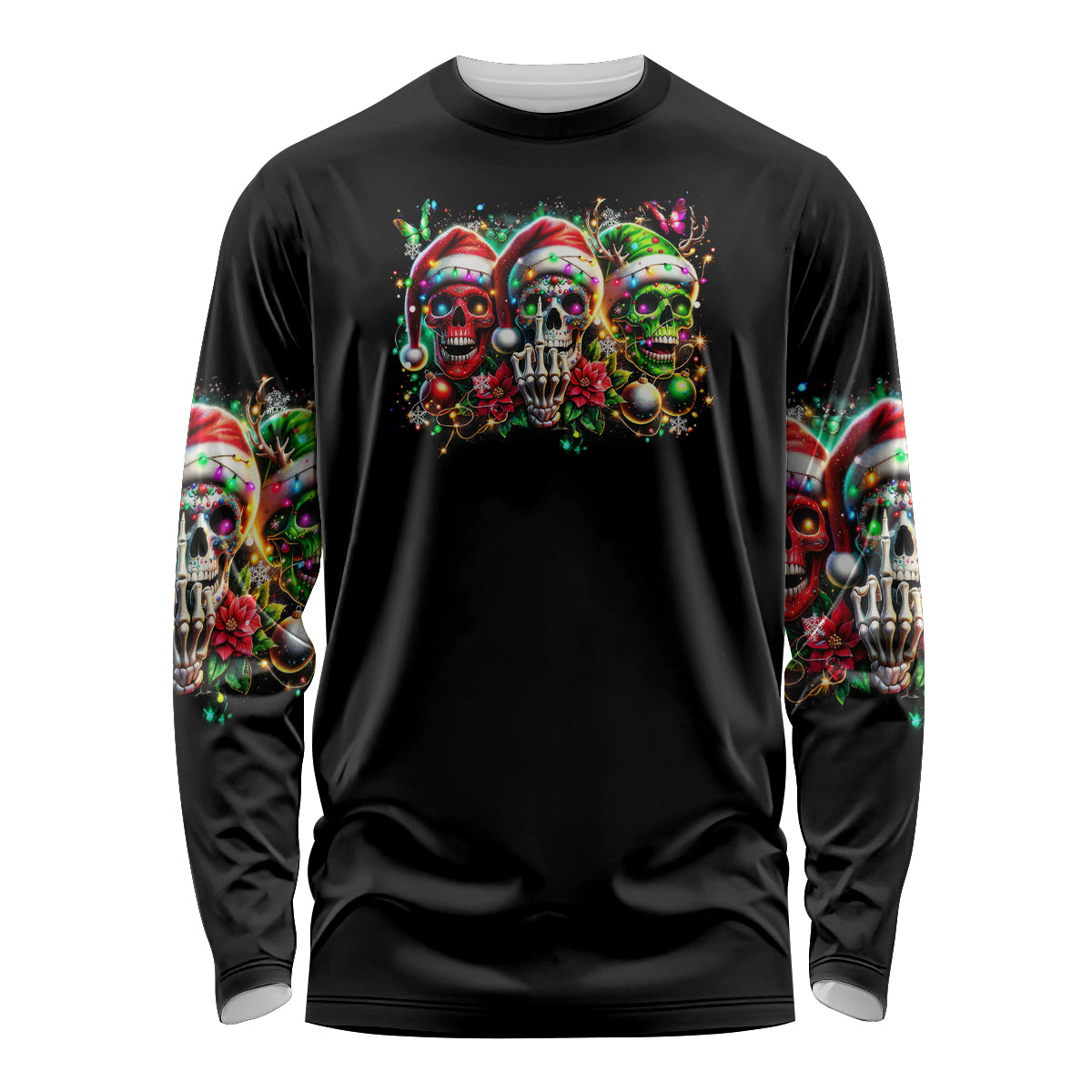 Sugar Skull Santa Long Sleeve Shirt The Good Girl In Me Got Tired So Bitch In Me Came Out - Wonder Print Shop