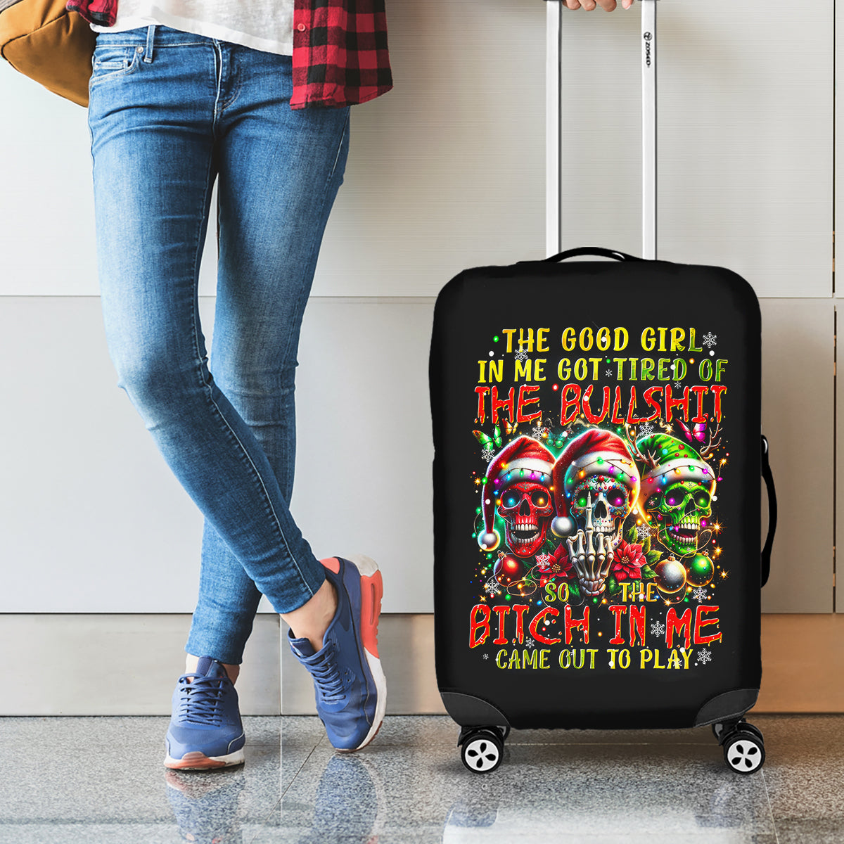 Sugar Skull Santa Luggage Cover The Good Girl In Me Got Tired So Bitch In Me Came Out - Wonder Print Shop